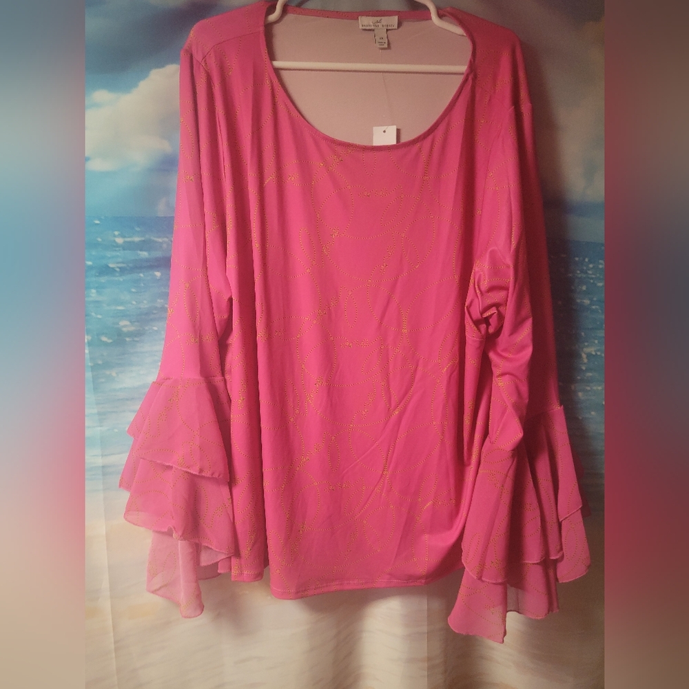 Shavonne Dorsey NWT Women's Pink Bell‎ Sleeve Blouse Size 2X